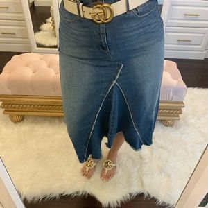 Nine West A-line, high low denim skirt